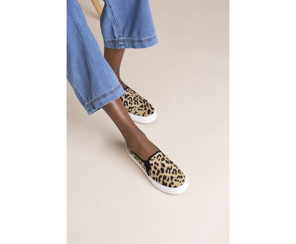 Slip Ons Keds Femme Marron - Double Decker Leopard - 769-SDLICX